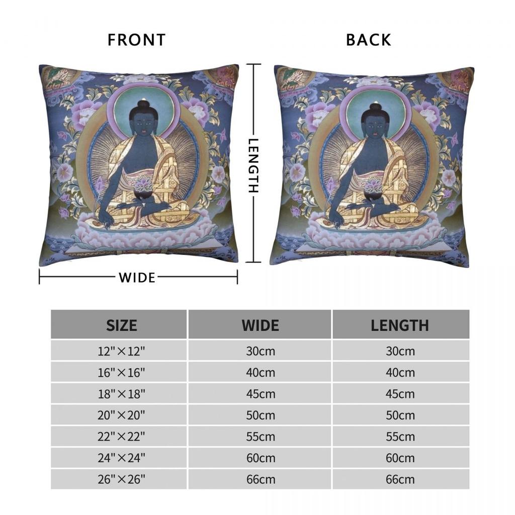 Buddhist Thangka Art Square Pillowcase Polyester Linen Velvet Pattern Zip Decor Sofa Seater Cushion Cover 18"