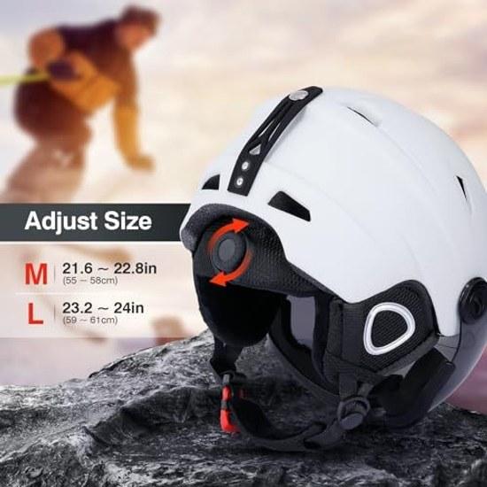 TOMSHOO ski helmet goggles lightweight snowboard 2-in-1 visor removable goggle set unisex snow sports