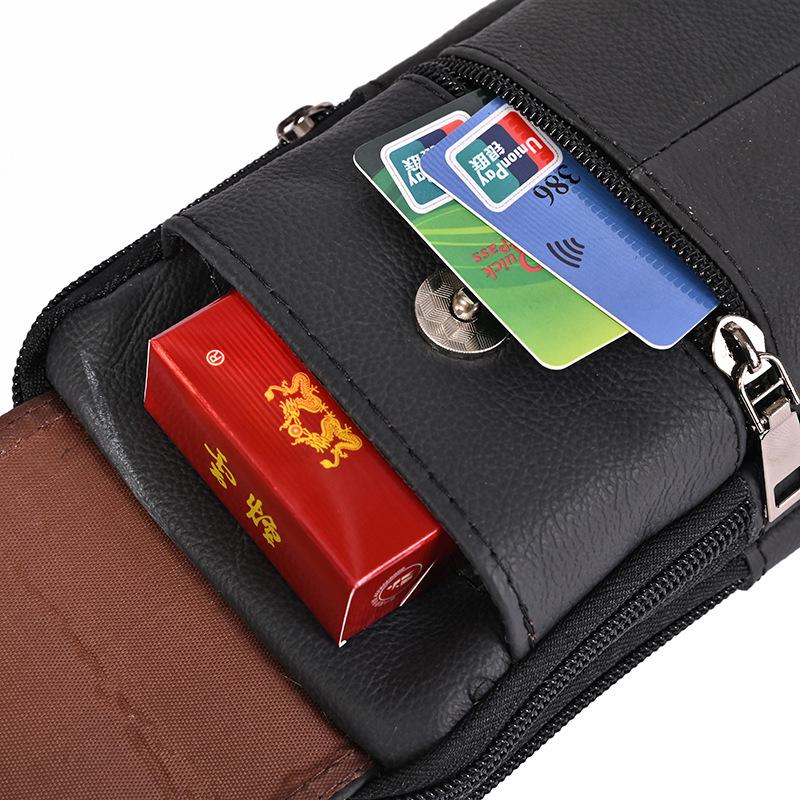 Мужская кожаная многофункциональная вертикальная поясная сумка для мобильного телефона для строительства и использования на открытом воздухе