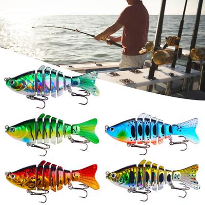5 шт. многосоставных рыболовных приманок Swimbait с тройными крючками, реалистичные яркие цветные многоразовые жесткие приманки, искусственные приманки