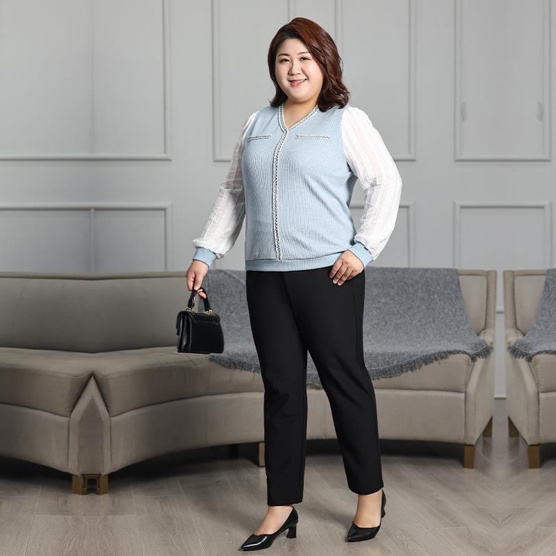 Большие размеры женские осенне-зимние новые свободные повседневные брюки-харен с высокой талией