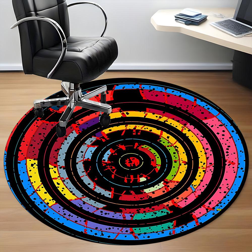 1pc Concentric Circles Chair Carpet for Office, Round Non Slip Durable Large Size Office Carpet, Suitable for Office