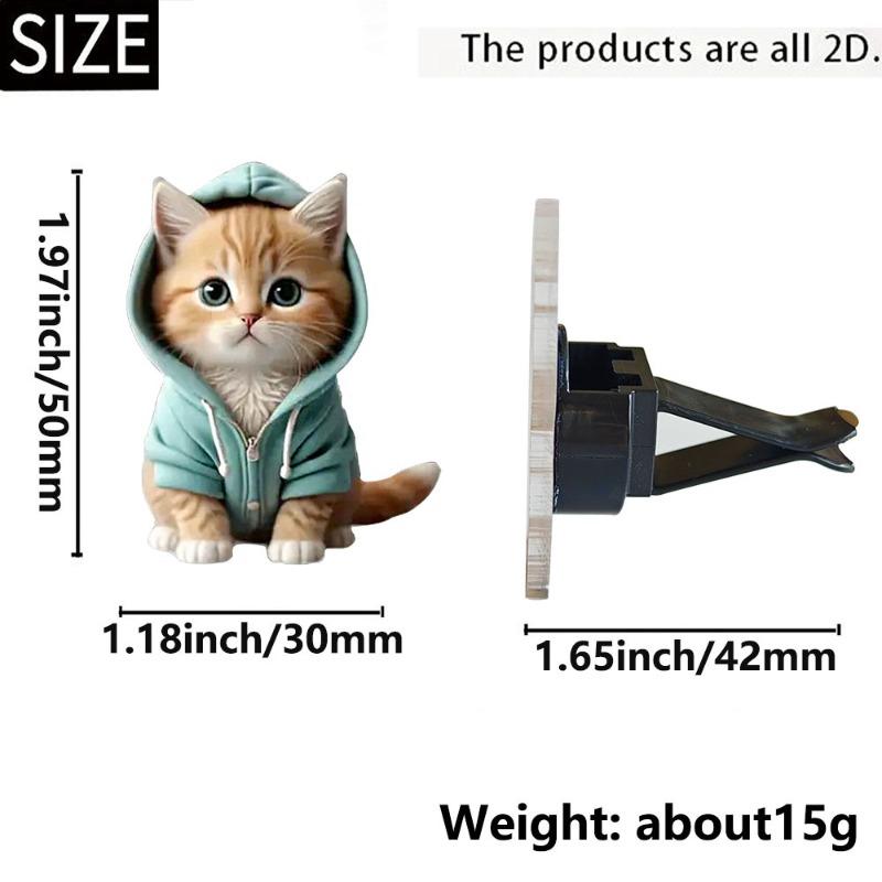 Милый мультяшный 2D котенок, клипса для вентиляции, освежитель воздуха для автомобиля, аромадиффузор для воздуховыпускного отверстия автомобильного кондиционера, украшение салона автомобиля