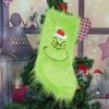 New Christmas Tree Decor Funny Green  Christmas Socks Green Hair Monster Decor Children's Christmas Gifts Socks Candy Bags