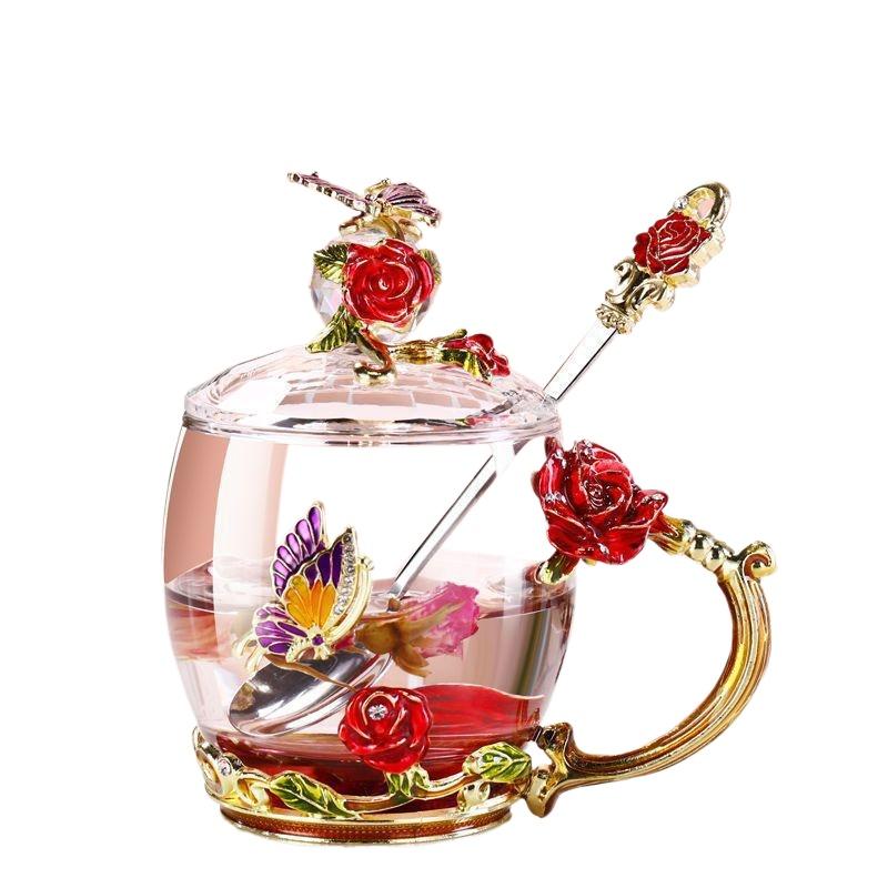 Эмалированная цветная чашка для воды, бытовая термостойкая кофейная чашка, хрустальное стекло