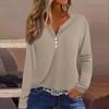 Women's T Shirt Tee Button Long Sleeve Daily Weekend Fashion Basic V- Neck Regular Top