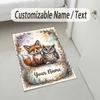 Fox Owl Theme Soft Crystal Velvet Rug Custom Name & Text Print Non Slip Floor Rug for Bedroom Living Room