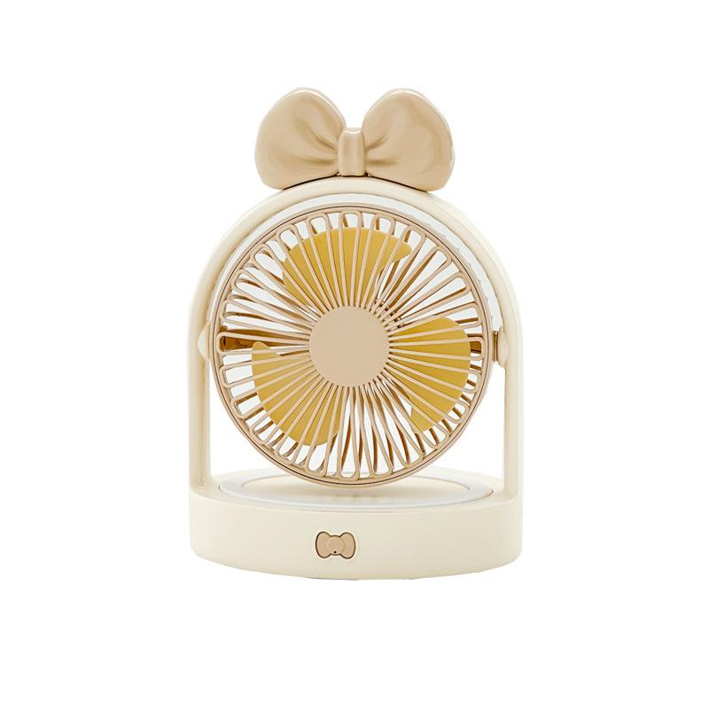 High-Value USB Bowknot Night Light Adjustable Fan: Portable Multi-Function for Office and Dorm