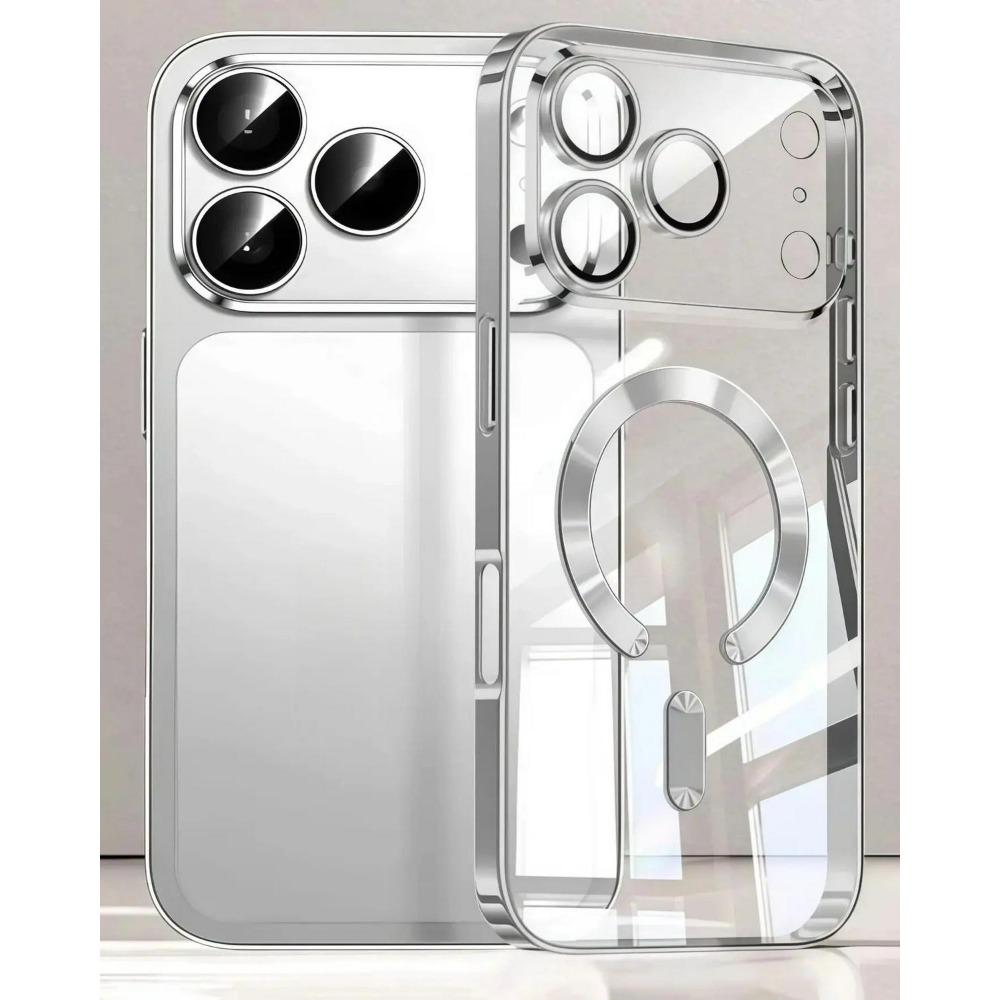 Модный прозрачный чехол с оранжевой магнитной рамкой для For Iphone Air 17 16 15 14 13 12 11 Pro Max Plus Беспроводная зарядка Покрытие Мягкий деловой чехол
