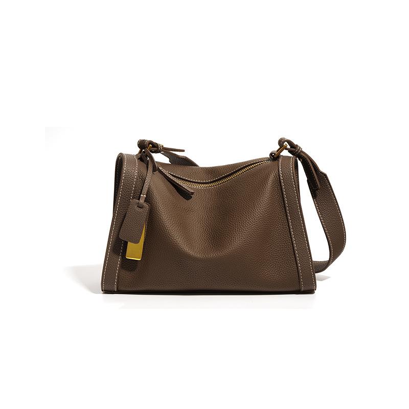 Crossbody genuine leather pillow bag, underarm bag, women's shoulder bag, high-end top-layer cowhide bag, bucket bag