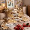 3pcs Merry Christmas Santa Claus Gold Printed Quilt Set Multi Size Dormitory Bedding Holiday Decoration Machine Washable