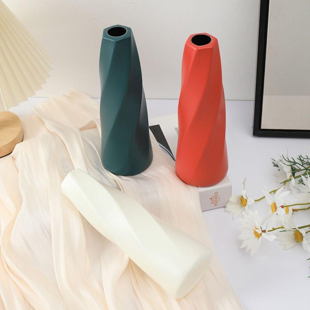 Modern Plastic Flower Vase Anti-fall Vase Container Pot Nordic Desktop Vase Ornaments Office