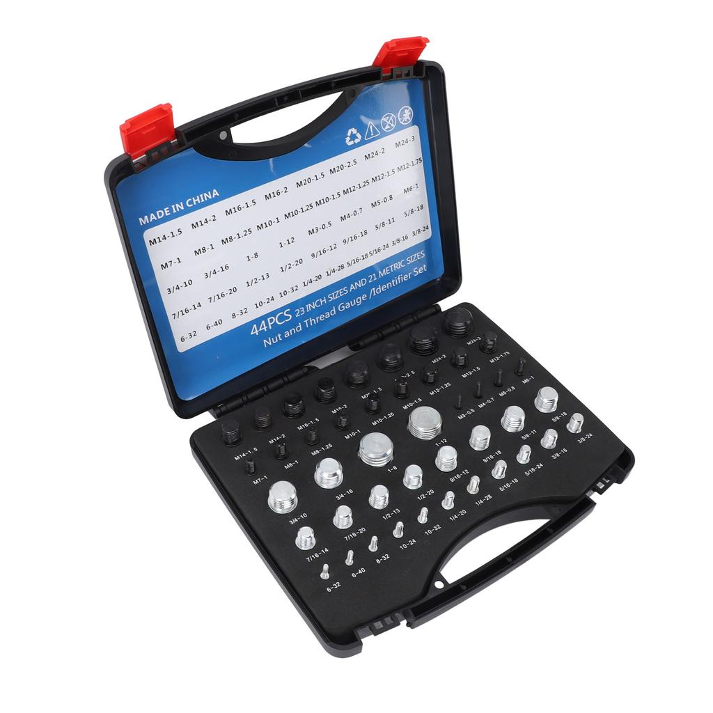 44 шт. метрические гайки и болты для проверки резьбы, дюймовые гайки и болты с футляром для проверки размера