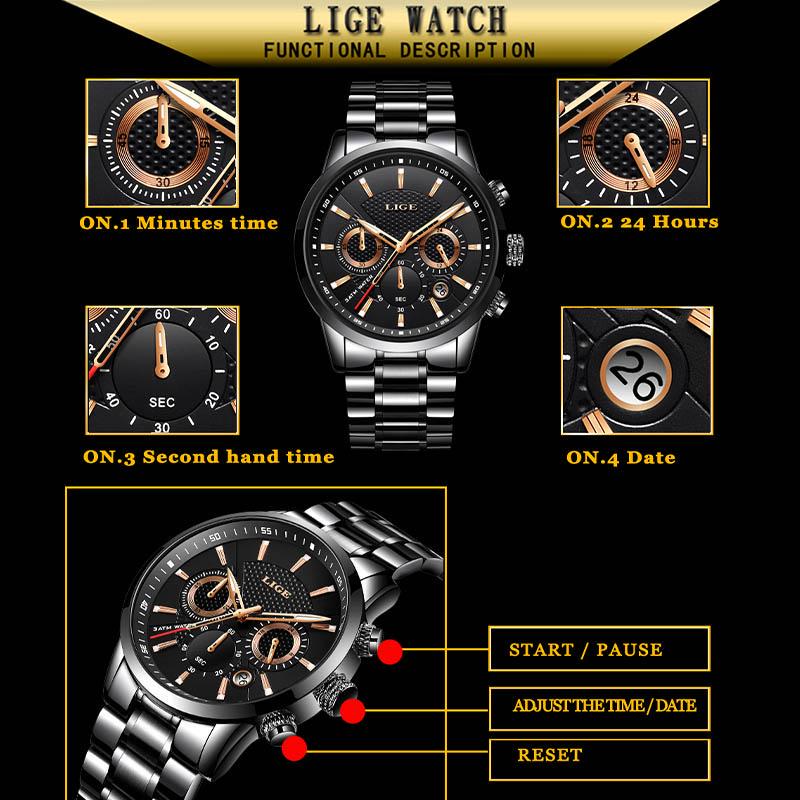 Мужские кварцевые водонепроницаемые часы