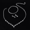 European and American simple full diamond metal necklace earrings bracelet hot-selling hexagram bride bridesmaid jewelry set women