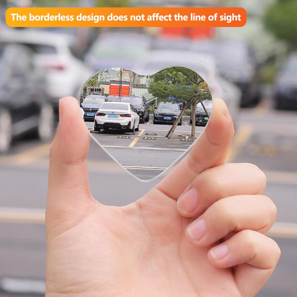 2Pcs Heart Shape Car Adjustable Side View Wide Angle Blind Spot Rearview Mirror HD Reverse Assistance Glass Safety Mirrors