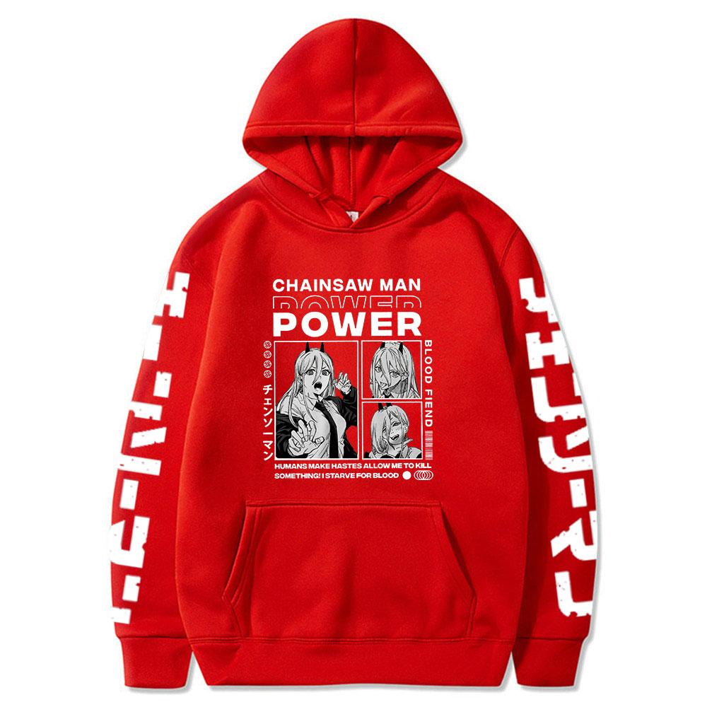 Аниме бензопила Man Power Графический печатный капюшон для мужчин и женщин Высококачественные толстовки с капюшоном Плюс Размер Пуловер Harajuku Унисекс Толстовка