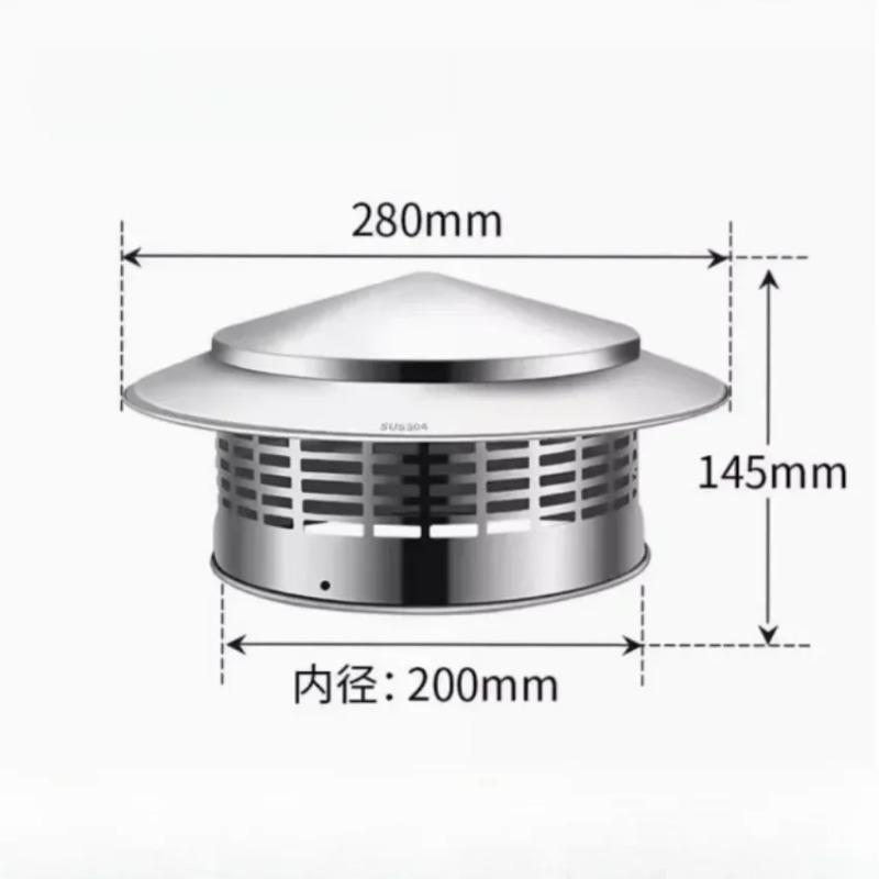 Stainless Steel Ultralight Chimney Rain Cap 75/110/160/200mm for Exterior Wall Roof Pipe Air Exhaust Vent Hood