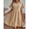 Elegant Round Neck Loose Cotton and Linen Women's Fashion Dress