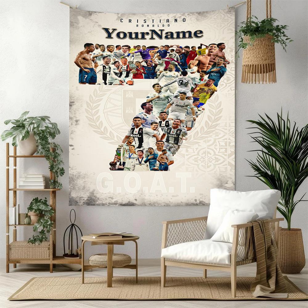 Cristiano Ronaldo Custom Your Name Wall Decor Tapestry Art For Pet Memorial Birthdaywedding Party Backdrop Family Gift