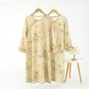 Women's Long-sleeved Chinese National Style Cotton Nightgowns for Women Spring / Summer Thin Bamboo Cotton Double-layer Gauze Nightdress