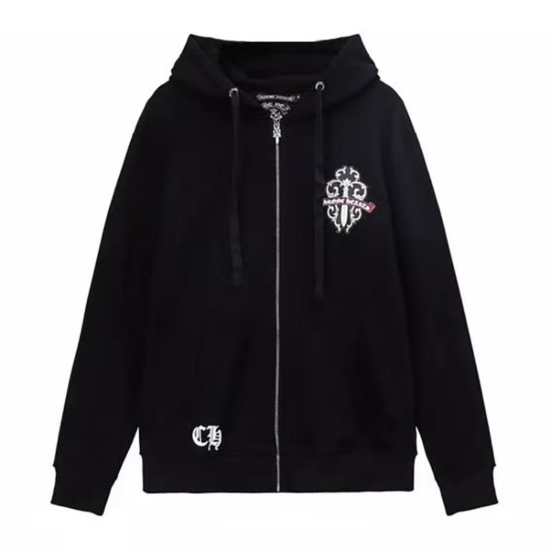 834 CHROME HEARTS Осень-Зима Новая Классический Стиль Большой Размер Толстовка с Капюшоном на Молнии с Логотипом, Подходит для Ношения Парами