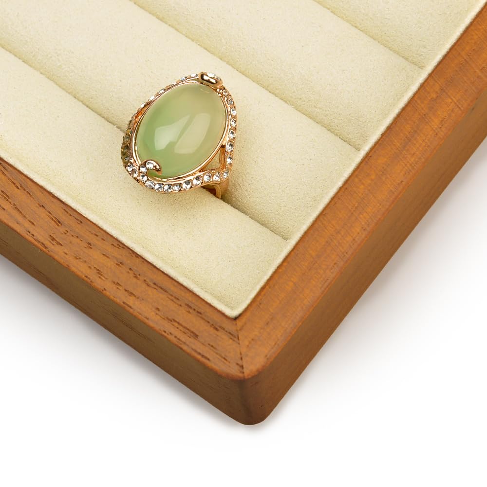 Коробка для украшений из бежевого дерева, шкатулка для хранения колец, органайзер для колец большой емкости, деревянная шкатулка для колец, шкатулка для хранения колец, деревянная шкатулка для украшений (Белый с оттенком)