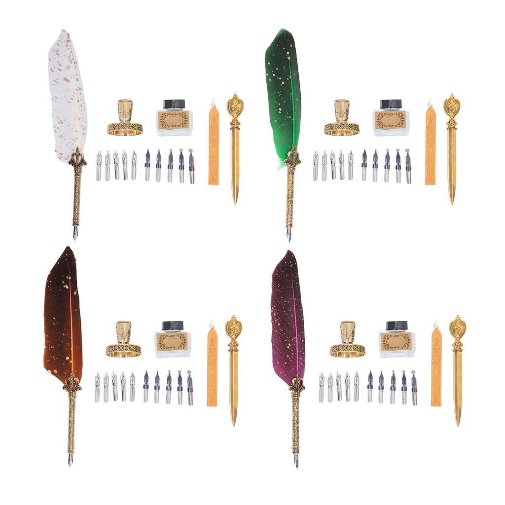  Набор ручек с 10 сменными перьями, огнеупорный лак, восковая ручка для открывания писем, пустая бутылочка