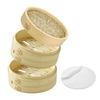 Our Proprietary, In-house Developed Bamboo Steamer with a Slatted Base, 18cm, Two-tier Steamer, Lid, and 20 Sheets of Special Steamer Paper Included.