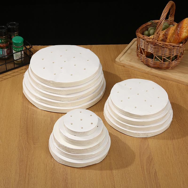 100 шт./пакет, вкладыши для пароварки, перфорированная бумага из древесной массы премиум-класса, антипригарный коврик для корзины для пропаривания, посуда для выпечки для кухни