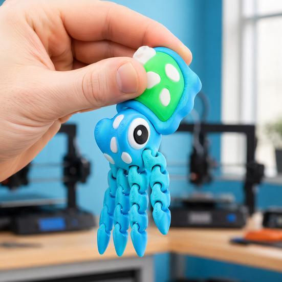 Пластиковая фигурка без заусенцев, 3D-печатные фигурки животных, Сочлененная гибкая модель кальмара, Сенсорная подвижная коллекционная игрушка, Морская для снятия стресса