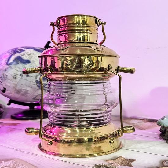 Brass, Copper Anchor Oil Lamp Leeds Burton Nautical Maritime 35.56 Cm Ship Lantern Rustic Home Decor Gifts