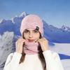 Women Autumn Winter Warm Ear Protector Hat Neck Scarf Set Cold Resistant Imitation Plus Fur Knitted Cap Sweet Cute Woolen Hat Sets