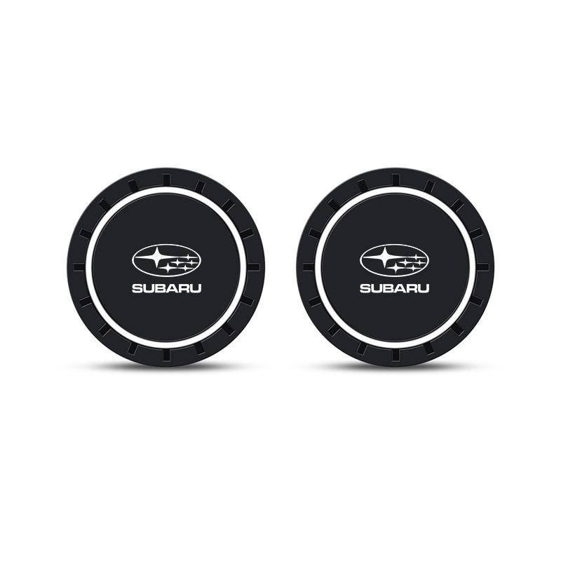2PCS Silicone Car Coasters Water Cup Slot Non-Slip Mat Cup Mats Drink Pad For Subaru Forester XV STI Legacy BRZ Crosstrek Ascent hyu1