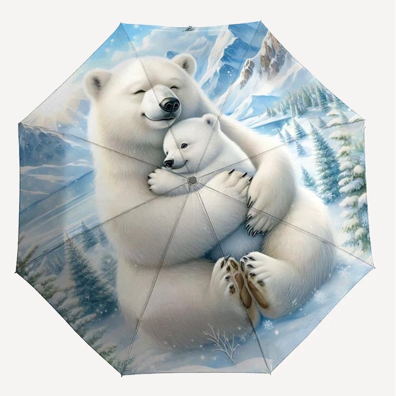 1PC Polar bear familyUmbrella-8-Rib Reinforced, Automatic Open, Lightweight & Durable, Cute Fashion Accessory for Outdoor-P123