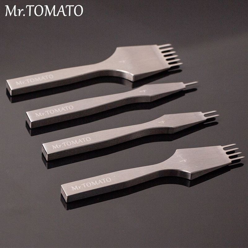 Mr.tomato Leather Chisel Hole Punch Stitching Tool Diamond Pricking Iron Leather Craft tool Polishing 3/4mm 1-2-4-6 teeth