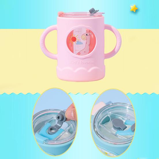 250 мл чашка-непроливайка с двойной ручкой, портативная детская соломенная чашка с защитой от ожогов для дома