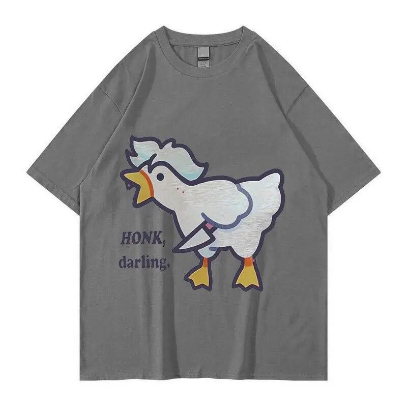 Cute Funny Goose Astarion 2023 Новая графическая футболка унисекс WoUnisex Ретро футболки с короткими рукавами Летняя мода Хлопковая футболка большого размера
