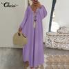 Spring Women's Fashion Long Maxi Ruffles Holiday Dress V-neck Lantern Sleeve Cotton Lace Solid Thin Dresses Casual Loose Plus Size