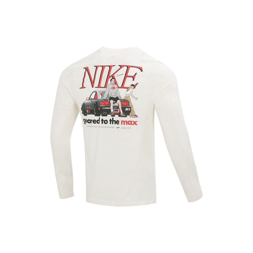 Nike Футболка с длинным рукавом с принтом алфавита, дышащая, мужская, белая FD1340-110