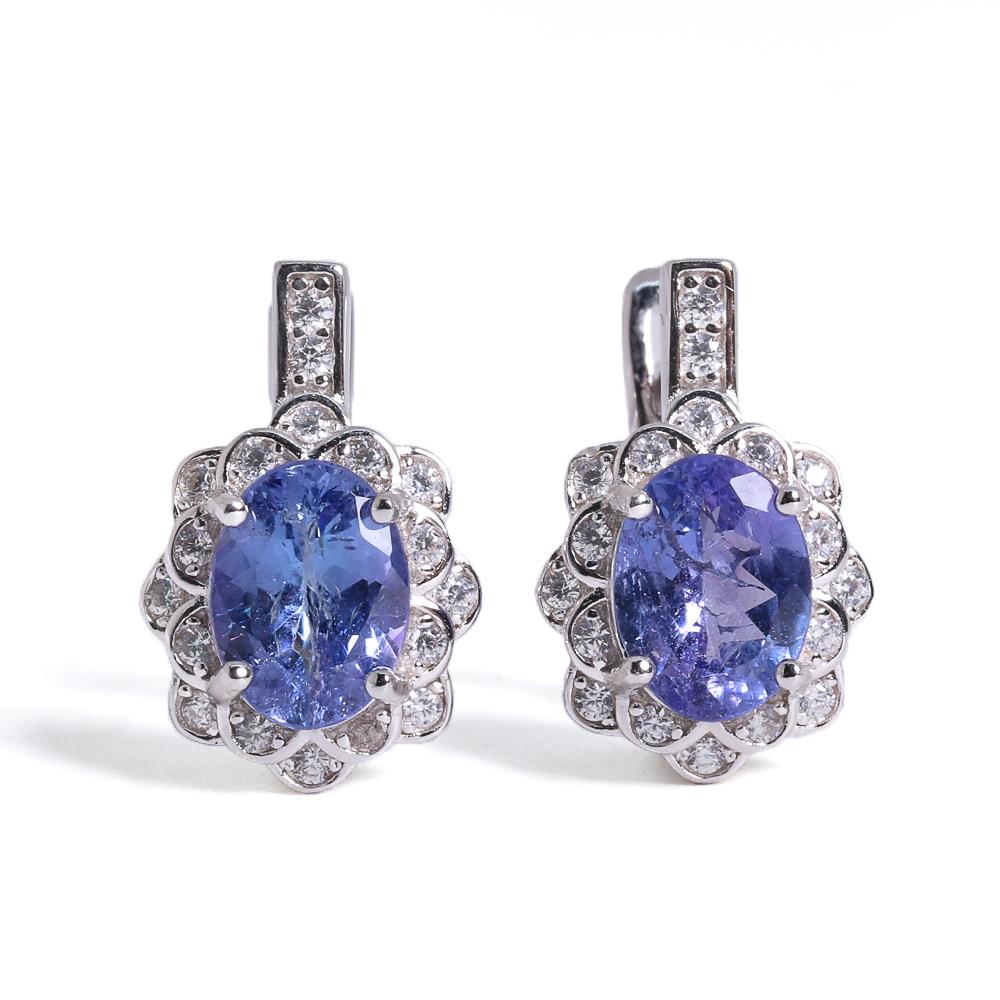 Natural Tanzanite 925 Silver Earrings Precious Real Gems Fine Jewelry Women Girls Birthday & Party Gifts