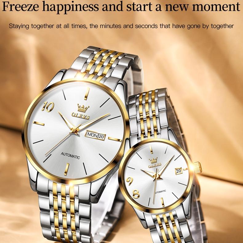 OLEVS Часы Автоматические механические часы Мужские водонепроницаемые часы для пар Светящиеся в темноте часы для пар