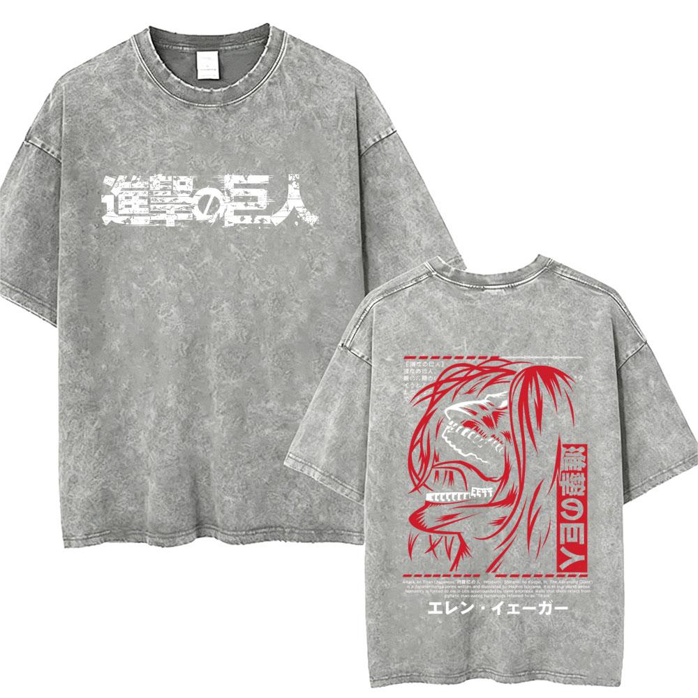 Washed Vintage Anime Attack on Titan Annie Leonhart Merch Tshirt Men Women Clothing Manga Harajuku Oversized T Shirt Streetwear