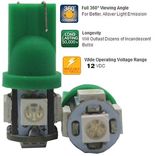 30 шт. зеленый T10 W5W 5050 5 SMD светодиодный свет 12 В для салона автомобиля, для карты, купольной лампы, багажника, приборной панели, стояночных огней