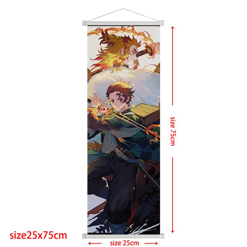 Demon Poster Rengoku Scroll Slayer Kyoujurou Home Decor Kamado Tanjirou Living Decoration Hanging Painting Kids Gift Posters