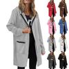 Women's Fashionable Solid Color Coat Long Sleeved Pocket Long Hoodies Zipper Casual Jackets Sweatshirts Clothes
