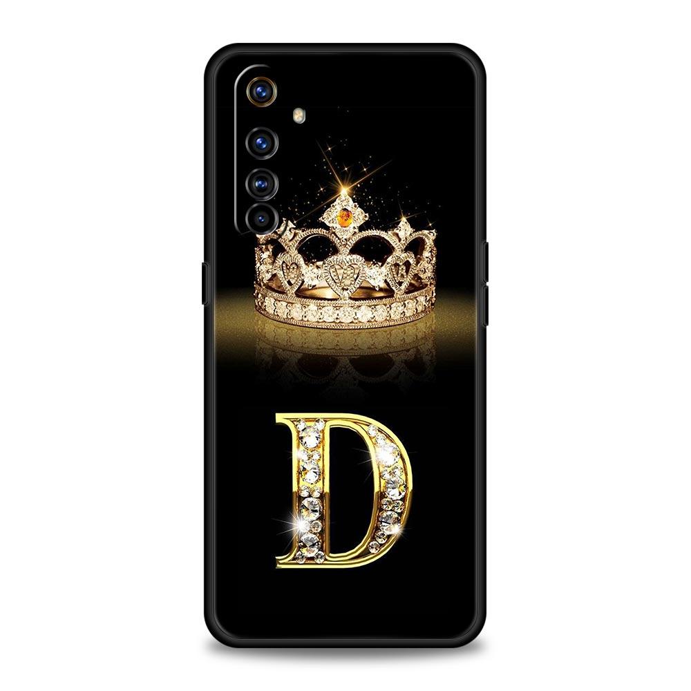 Diamond Crown Letter A For Realme GT Neo 2 3 3T Phone Case For Realme 10 9 8 5G 7 6 GT2 Pro Plus 9i 8i C21 C11 C25 C35 Cover