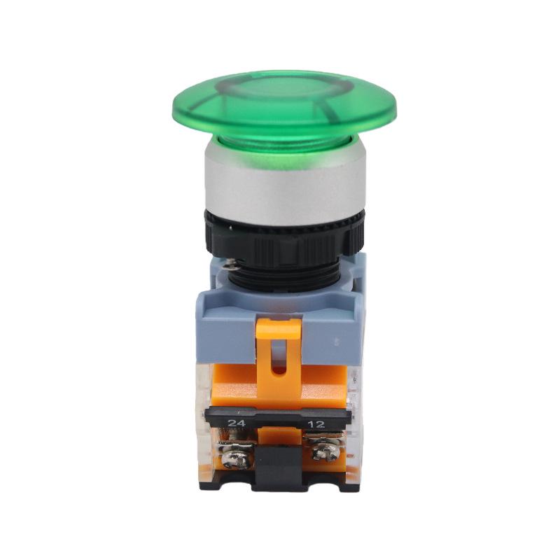 22MM LA155B-11M Waterproof Reset Switch, Mushroom Head, Silver Contacts, Single Pole Single Throw