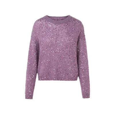 Вязаный свитер Lancy с пайетками и круглым вырезом