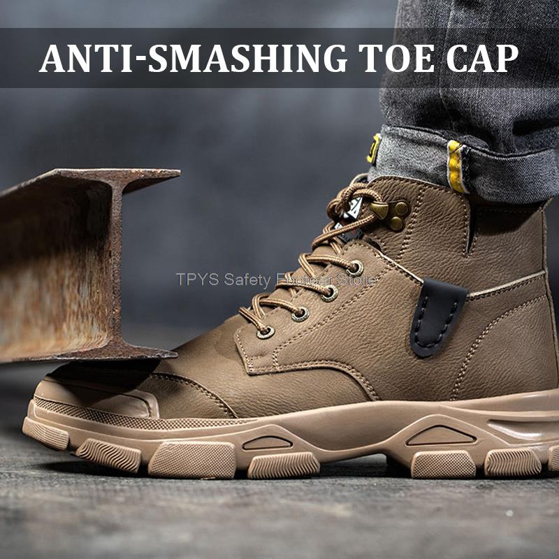 Ботинки мужские противоискровые со стальным носком и высоким верхом, рабочие защитные ботинки для мужчин, промышленная рабочая обувь, зимние ботинки из микрокожи